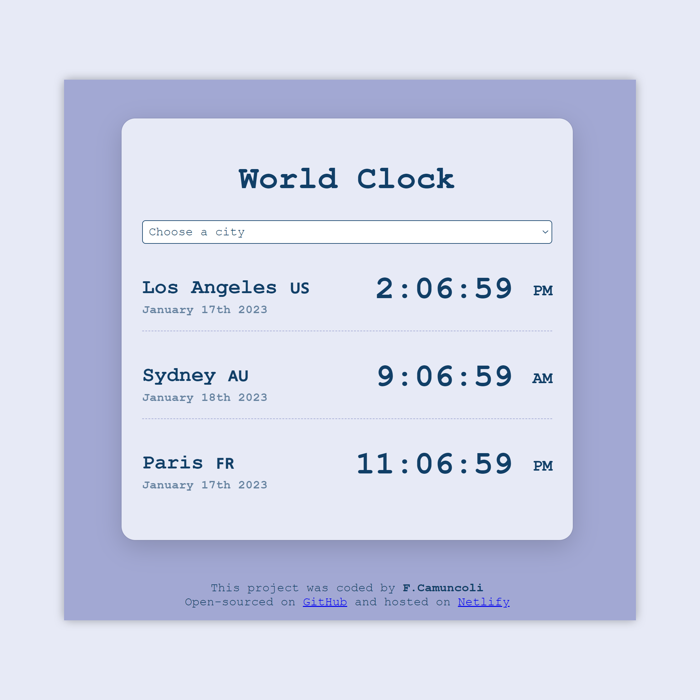 World Clock App.